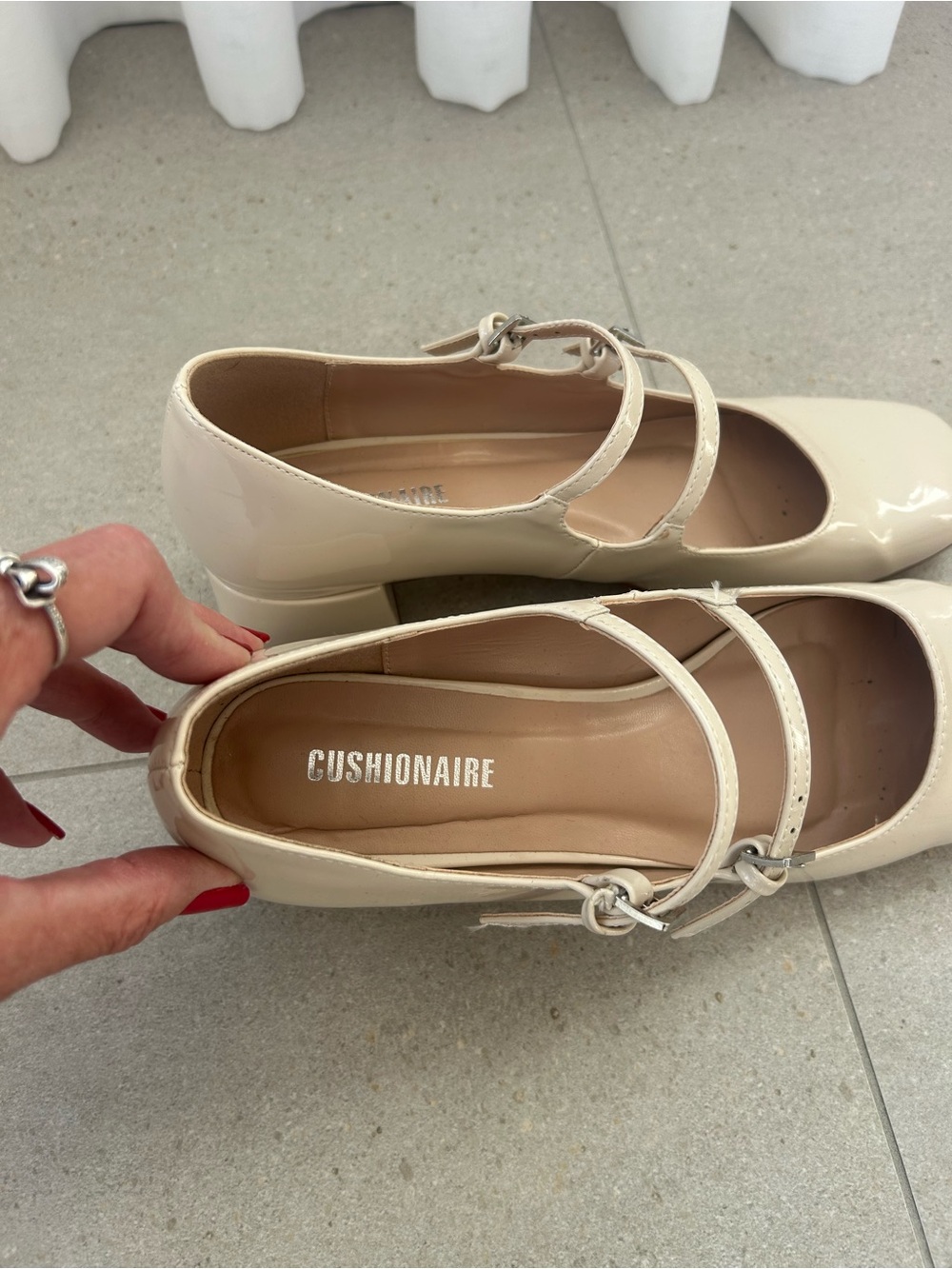 Beautiful Cream Patent Double-Strap Block Heel Mary Janes❤️8.5 - Picture 4 of 10